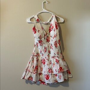 Hollister White Sundress with Red Floral Print